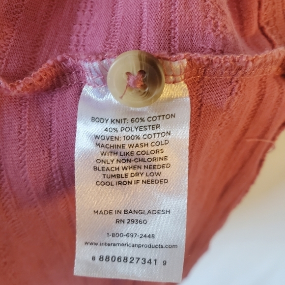 DUSTY Pink Cotton Blend Button Front Top - XL - Picture 5 of 5